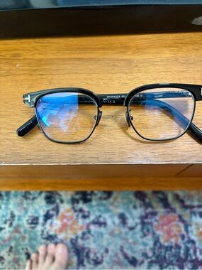 Tom Ford Black Men’s Eyeglasses with Blue-Tinted Lenses